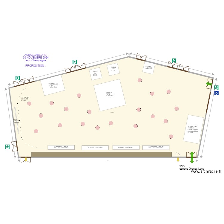 espace champagne AUBASSADEURS 08 11 2024 . Plan de 1 pièce et 584 m2