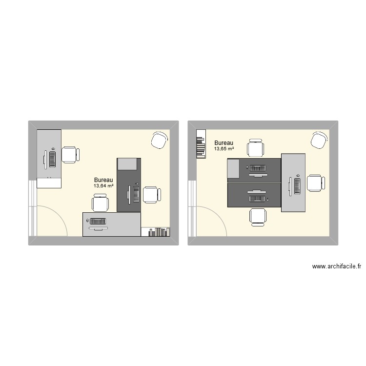 Bureau GABR. Plan de 2 pièces et 27 m2