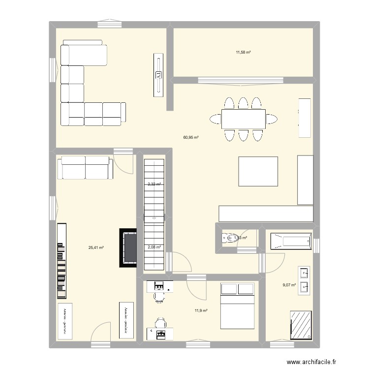 maison douvres apres modif. Plan de 8 pièces et 124 m2