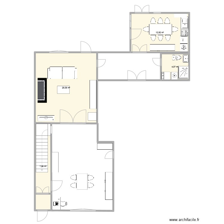 Maison familiale actuelle. Plan de 4 pièces et 50 m2