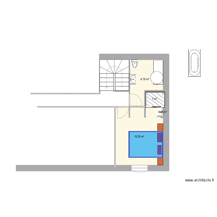 salles de bain2. Plan de 4 pièces et 16 m2