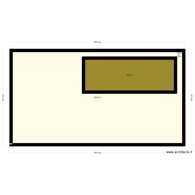 k UT. Plan de 2 pièces et 147 m2