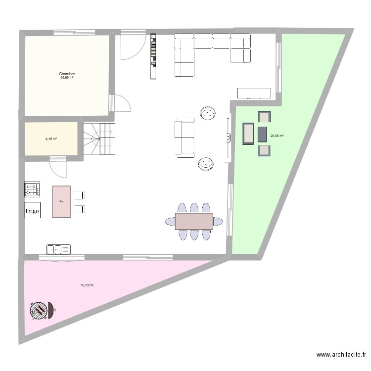 miliana. Plan de 4 pièces et 63 m2