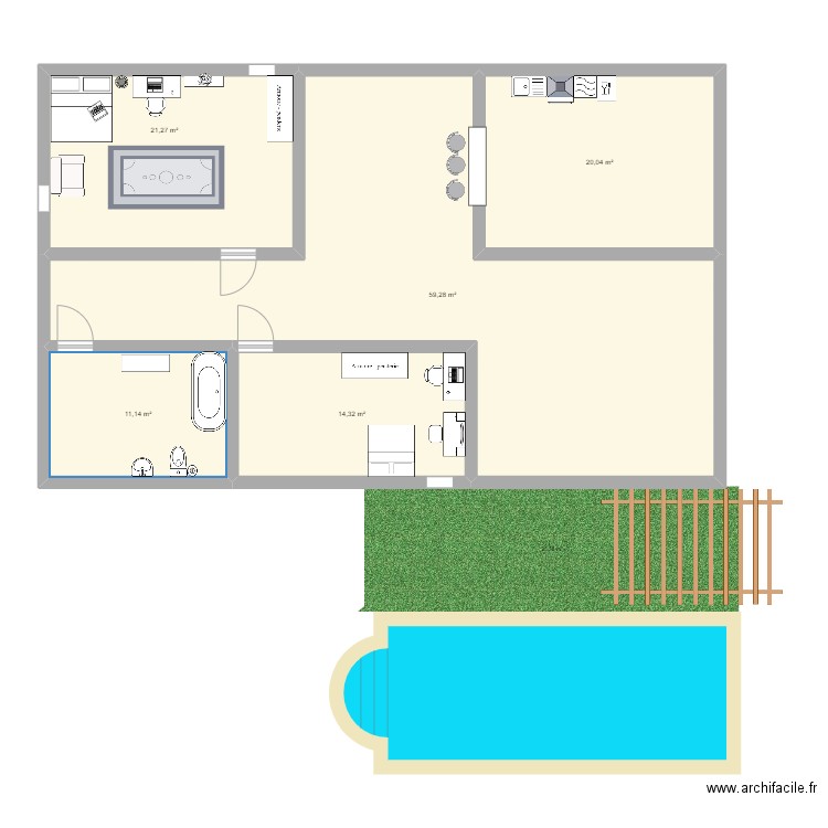 frederic arts. Plan de 5 pièces et 126 m2