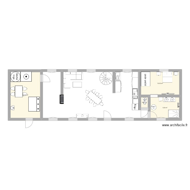 Maison . Plan de 4 pièces et 34 m2