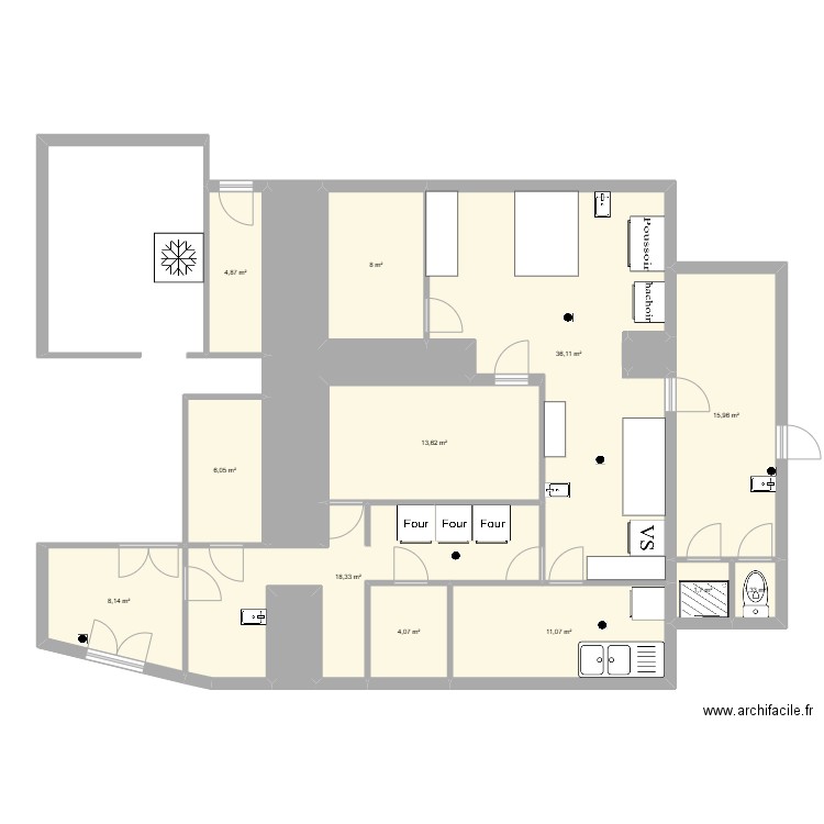 Plan Gaec de l'aubois V3. Plan de 15 pièces et 142 m2