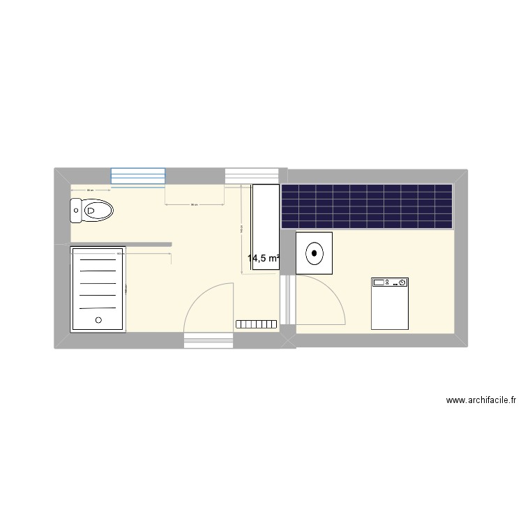 SbB. Plan de 2 pièces et 14 m2