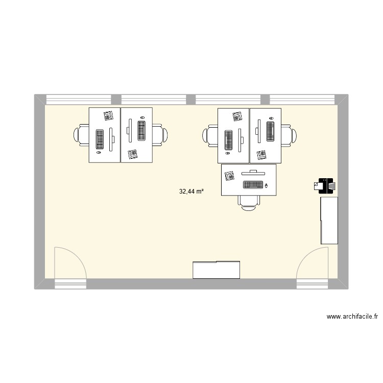 Bureau Charges de missions. Plan de 1 pièce et 32 m2