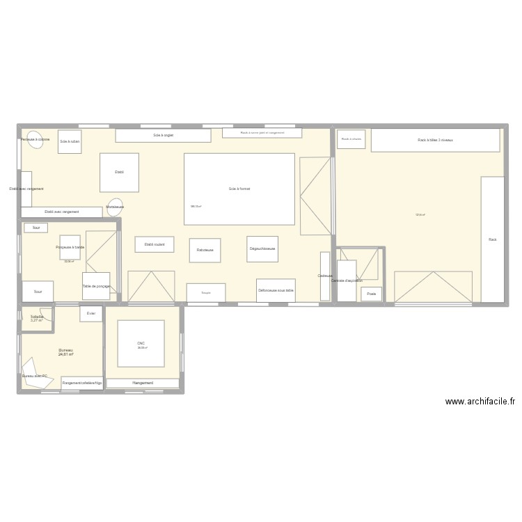 Atelier menuiserie. Plan de 6 pièces et 397 m2