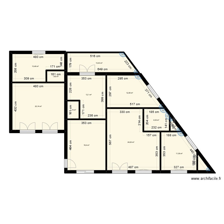 Garage B1 RDC V1. Plan de 12 pièces et 126 m2