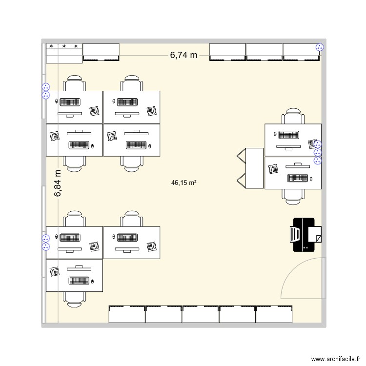 PS de base. Plan de 1 pièce et 46 m2