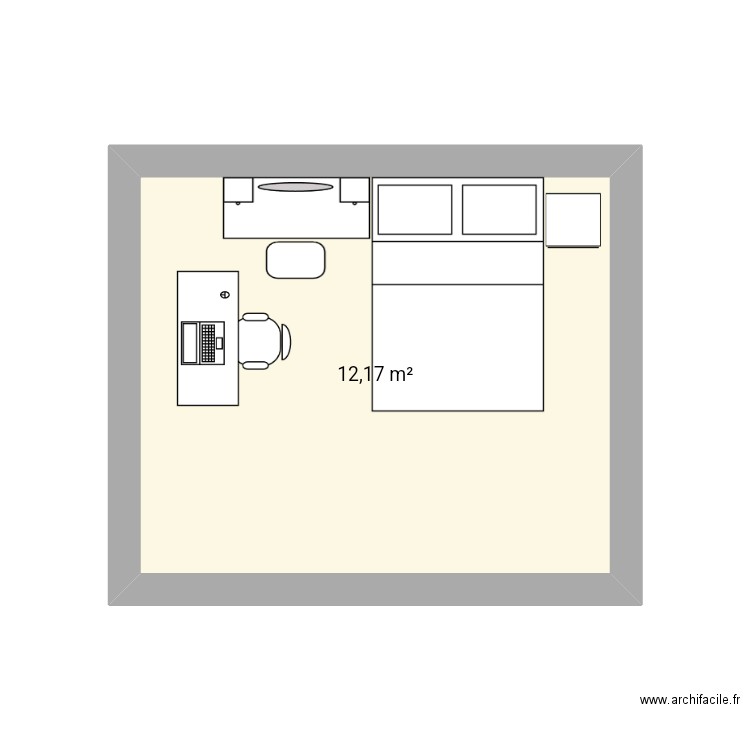 Chambre. Plan de 1 pièce et 12 m2