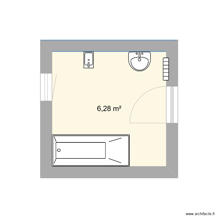 salle de bain sanary sur mer. Plan de 1 pièce et 6 m2