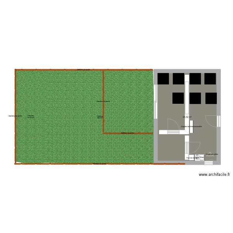 bâtiment élevage canin. Plan de 1 pièce et 26 m2