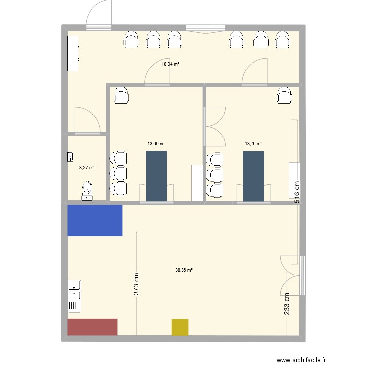 CHAMBRE FUNERAIRE. Plan de 5 pièces et 88 m2