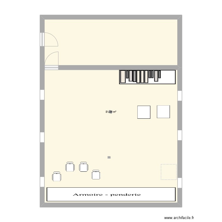 local. Plan de 1 pièce et 82 m2