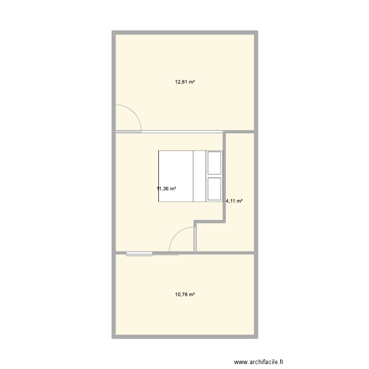 Suite Parentale. Plan de 4 pièces et 39 m2