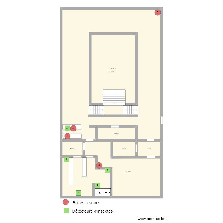 HAPPY'S 1ER ETAGE. Plan de 8 pièces et 282 m2