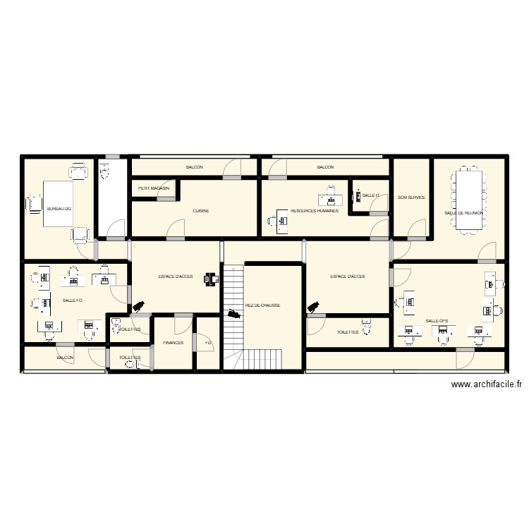 NETIS BUREAU. Plan de 21 pièces et 186 m2