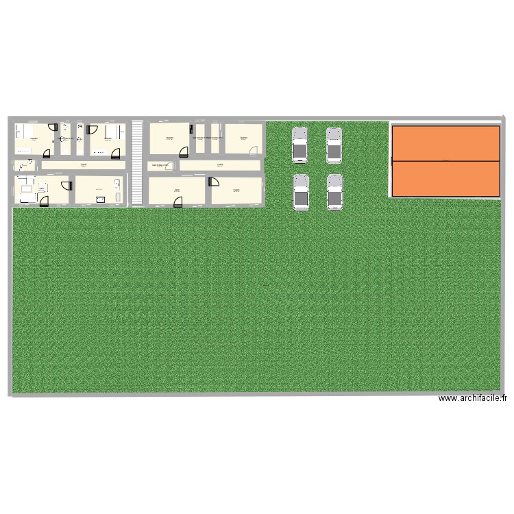 LI . Plan de 17 pièces et 221 m2