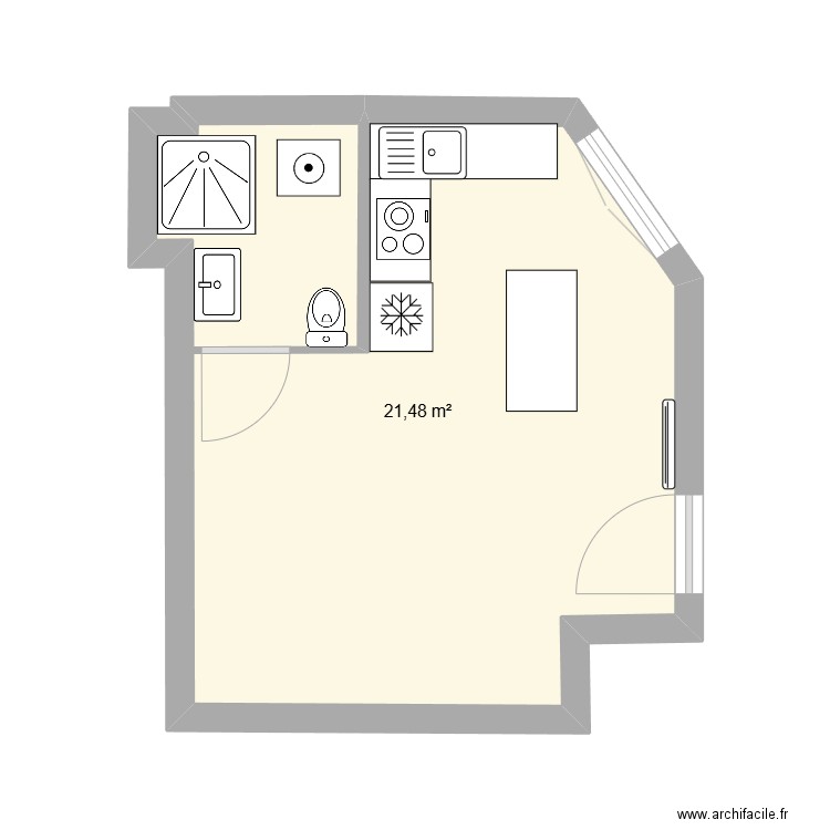 apt reg1. Plan de 1 pièce et 21 m2