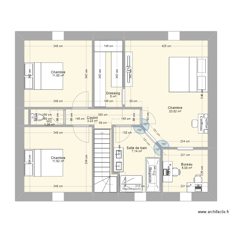 Chateaubourg 1. Plan de 10 pièces et 69 m2