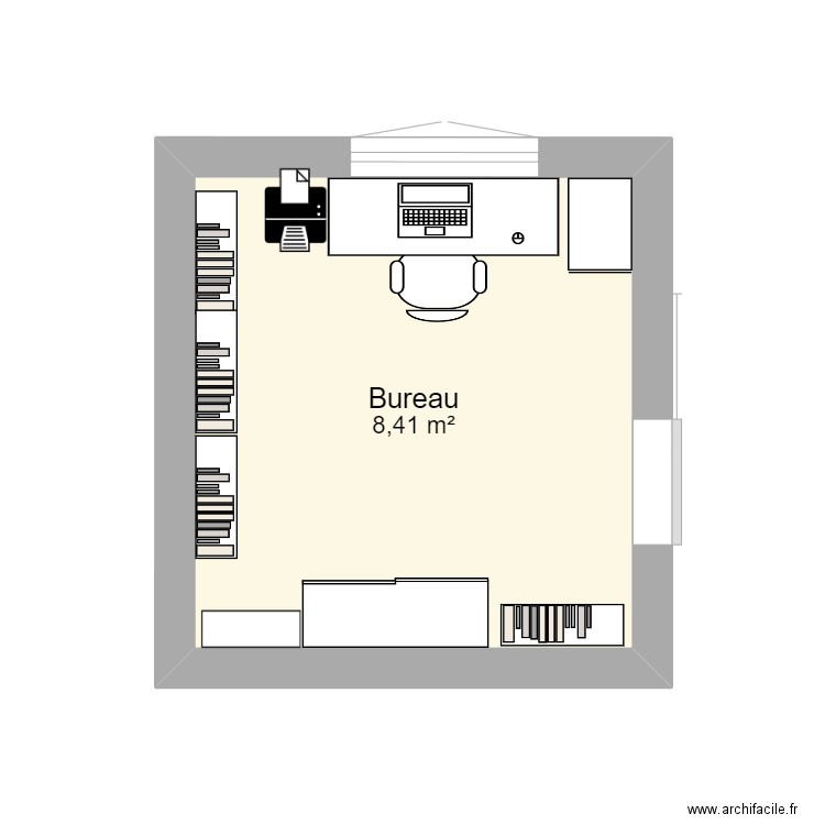 Bureau. Plan de 1 pièce et 8 m2