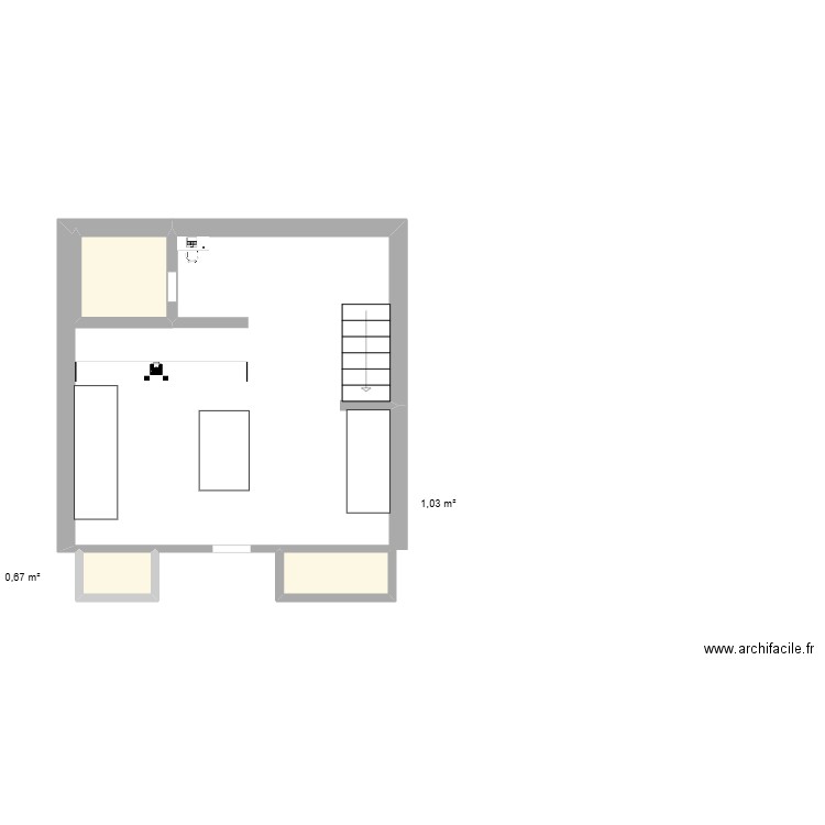 magasin. Plan de 3 pièces et 3 m2