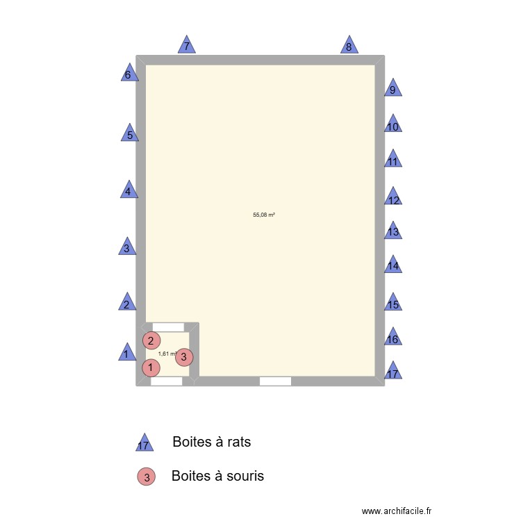 FERME HENRARD. Plan de 2 pièces et 57 m2