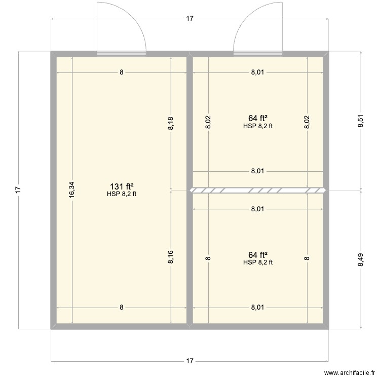 Con ver2 4 bay. Plan de 3 pièces et 24 m2