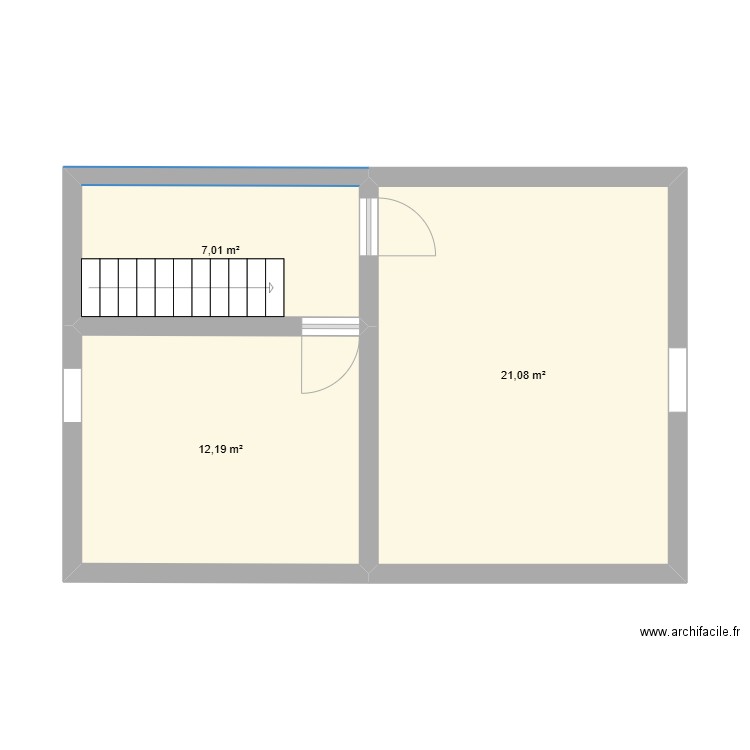 2eme etage . Plan de 3 pièces et 40 m2