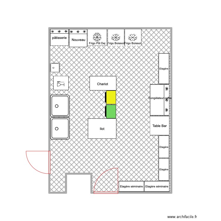 Plonge Hotel. Plan de 1 pièce et 24 m2