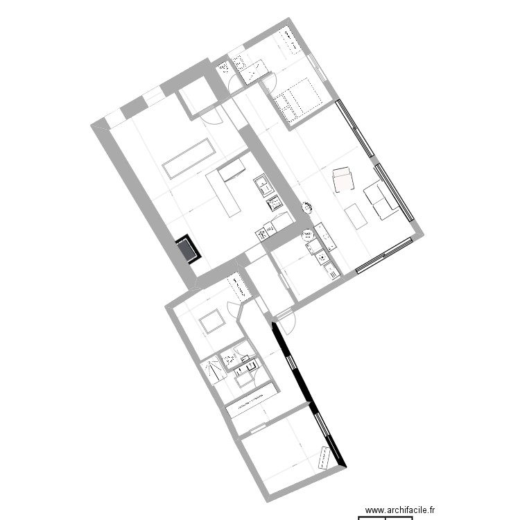 PLAN INTERIEUR 6. Plan de 6 pièces et 48 m2