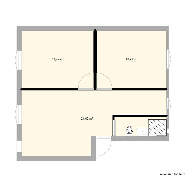 94220. Plan de 3 pièces et 44 m2