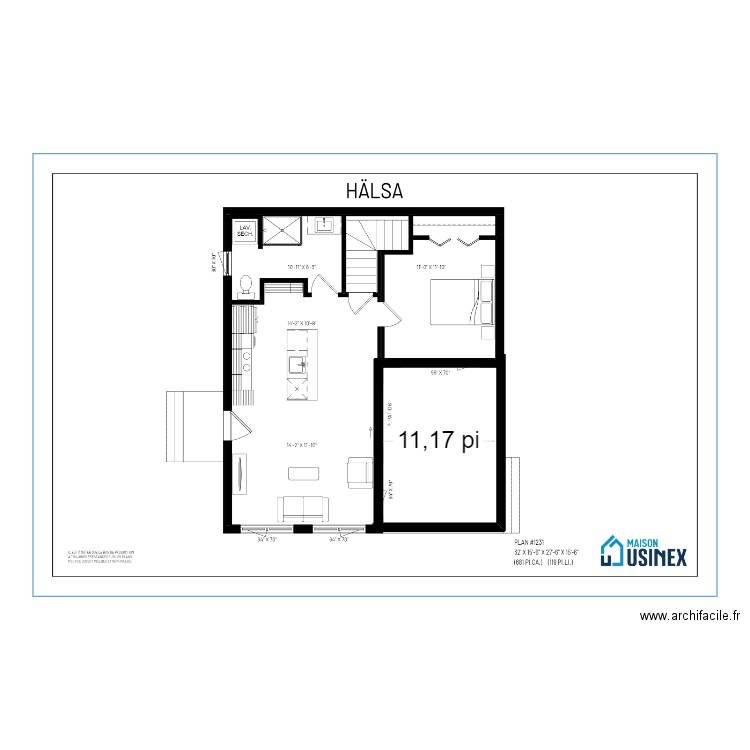 denis desgagné halsa. Plan de 1 pièce et 17 m2