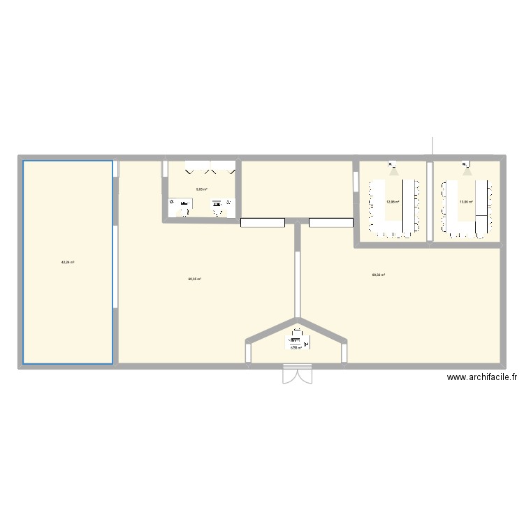 BUREAU GOURMAND. Plan de 7 pièces et 213 m2