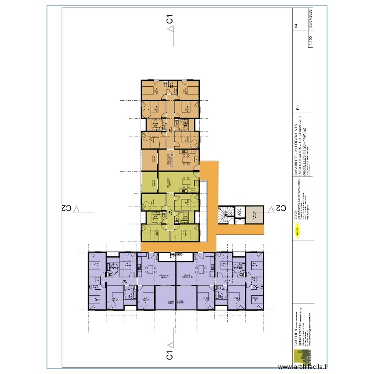 coliving étage 1 à 4 . Plan de 0 pièce et 0 m2