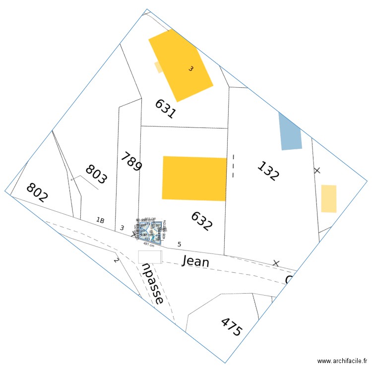 plan de masse. Plan de 1 pièce et 18 m2