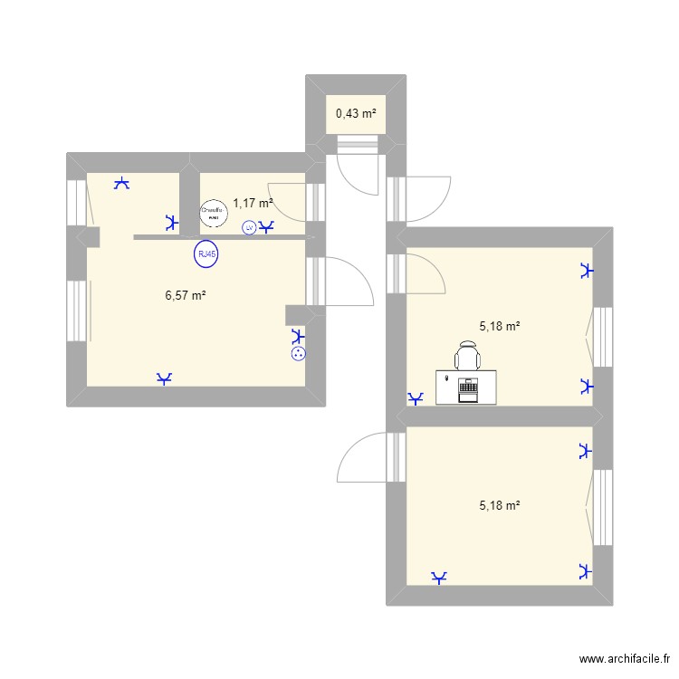 PROJET. Plan de 1 pièce et 5 m2