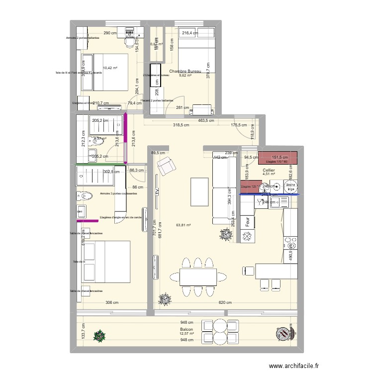 SGLDV2. Plan de 7 pièces et 106 m2