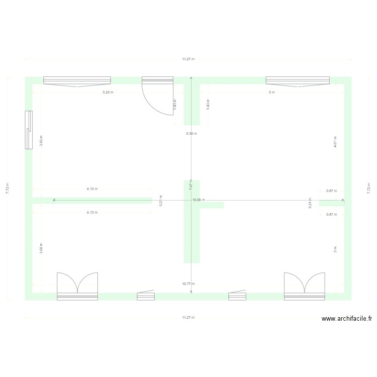 Odile RDC. Plan de 1 pièce et 76 m2