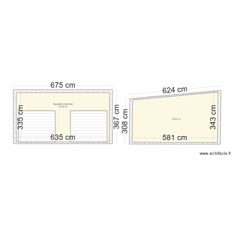 plan coupe garage. Plan de 2 pièces et 40 m2