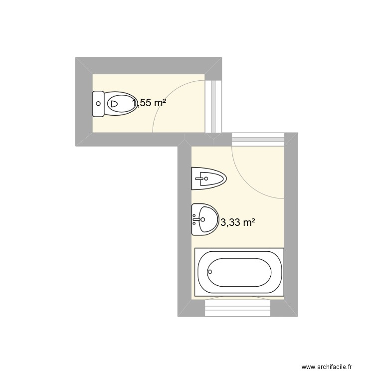 DUBAU. Plan de 2 pièces et 5 m2