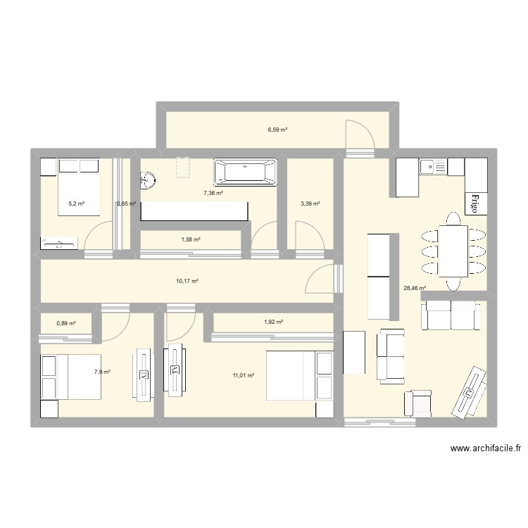 maison patricia. Plan de 12 pièces et 85 m2