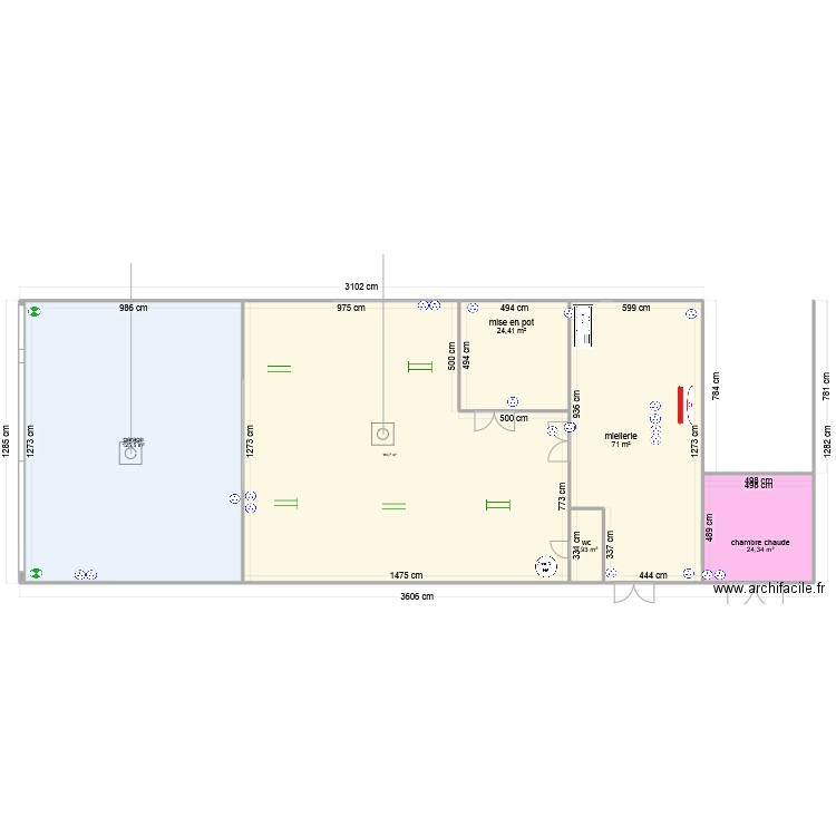 miellerie maine agro tec. Plan de 6 pièces et 413 m2