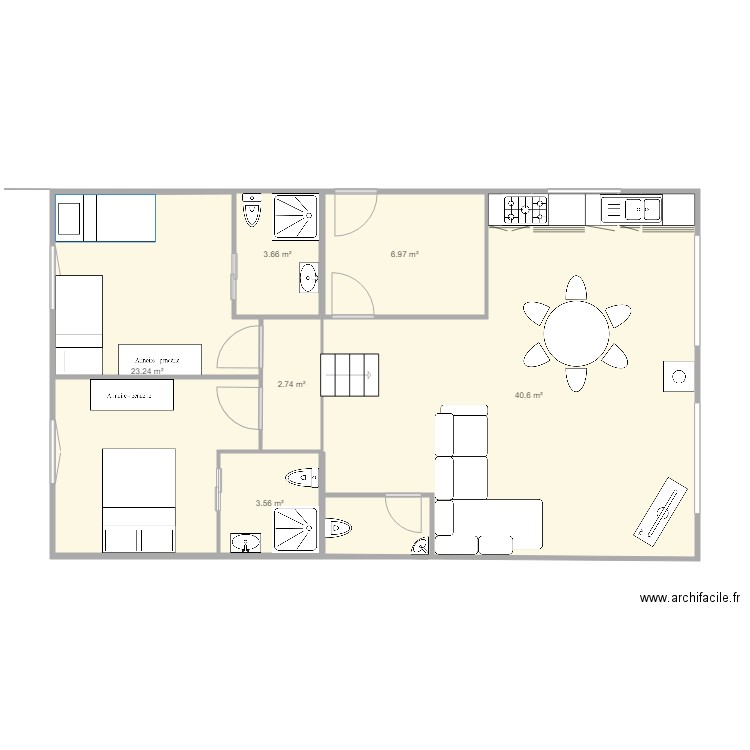 GITE CORRENCON. Plan de 6 pièces et 81 m2