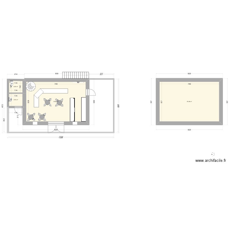  bar St Martial. Plan de 4 pièces et 80 m2