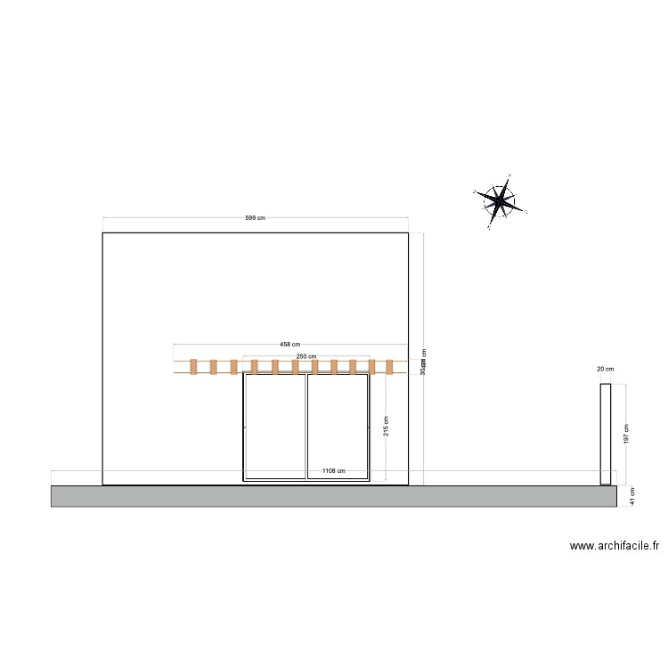 plan coupe pergola face nord. Plan de 0 pièce et 0 m2