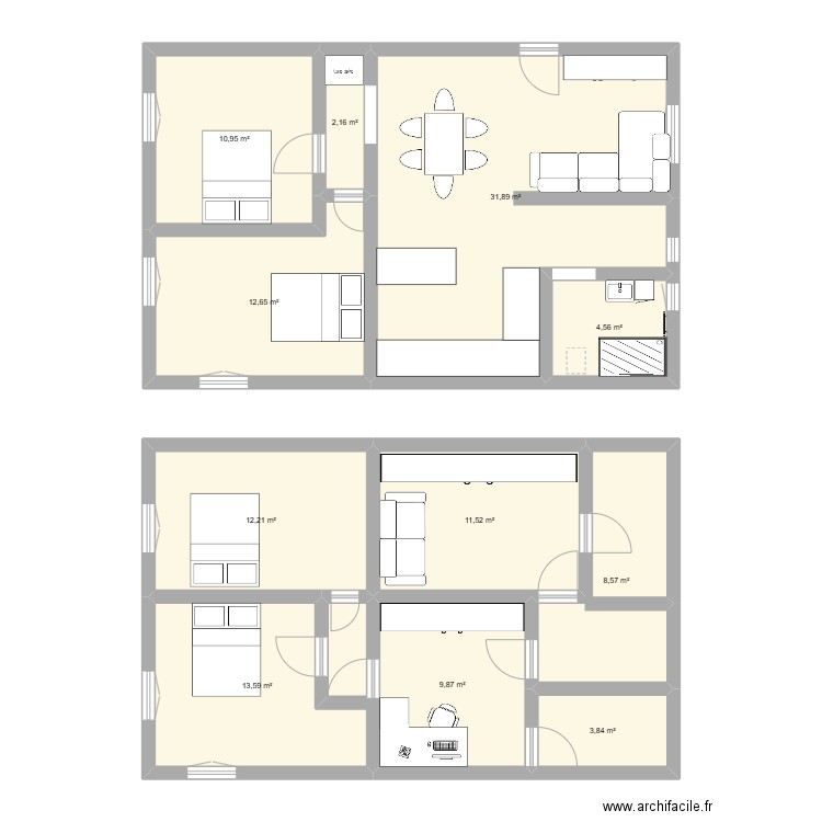 Projet agrandissement. Plan de 11 pièces et 122 m2