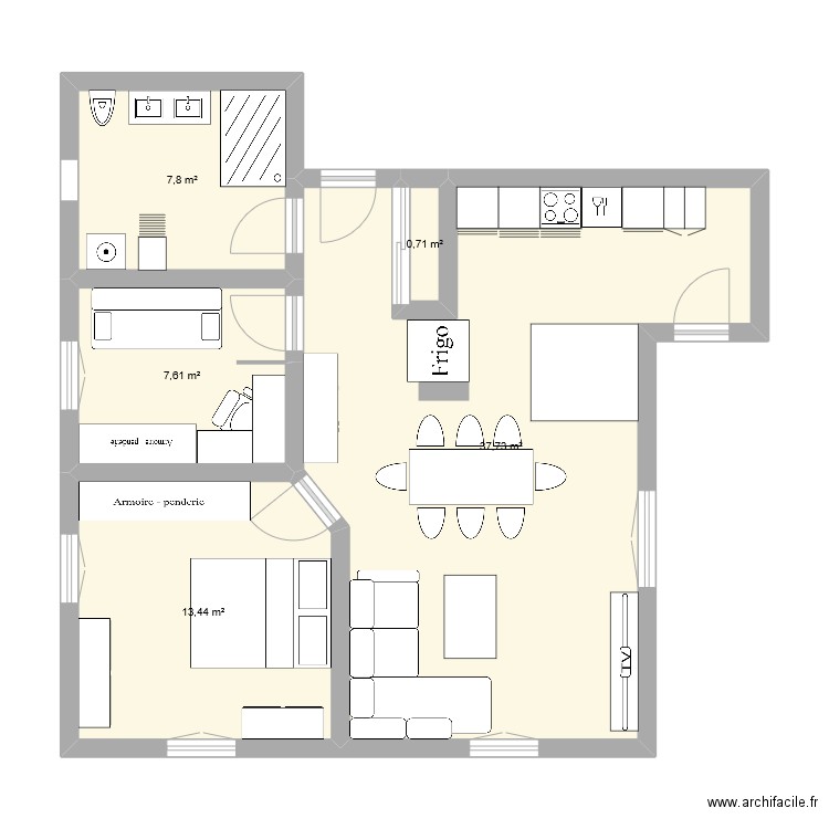 BAVILLIERS. Plan de 5 pièces et 67 m2